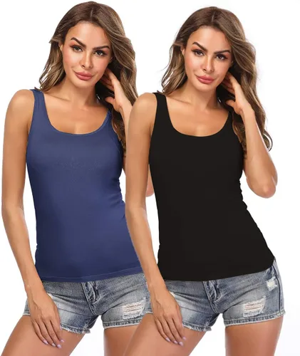 Vista 26 de Camisolas para mujer con brasier integrado, camiseta básica de yoga, camiseta sin mangas acolchada (S-3XL)