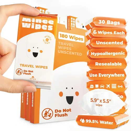 Vista 11 de Toallitas de viaje Impossibly Compact - 99.5% de agua - Seguras para pieles sensibles, resellables, gruesas y duraderas - para adultos y niños