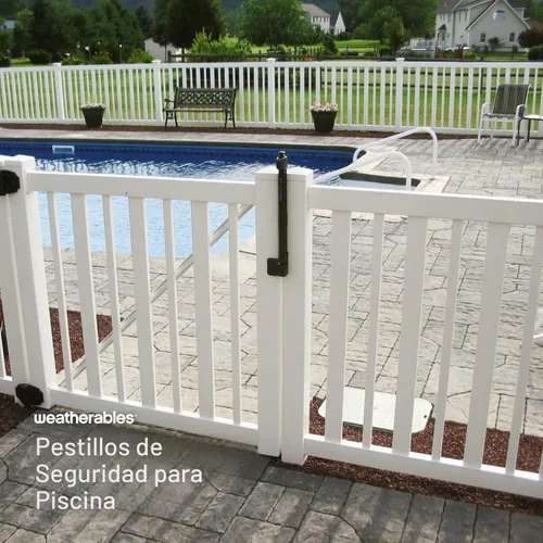 Vista 2 de Weatherables Trident - Pestillo para puerta de seguridad infantil de 10 pulgadas – Pestillo de puerta de polímero de nailon resistente con cerradura