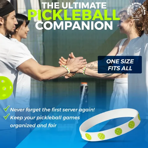 Vista 7 de Juego de calcomanías de pickleball – 9 divertidas calcomanías de vinilo + 10 pulseras de primer servidor – Accesorios de pickleball y regalos