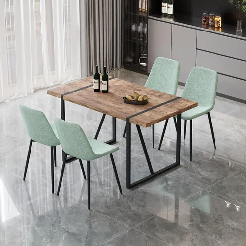 Vista 40 de Juego de mesa de comedor moderno para 4, juego de mesa y sillas de cocina de madera, juego de mesa de comedor de 5 piezas con 1 mesa de MDF y 4