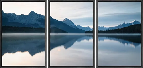 Vista 130 de NWT Lienzo enmarcado para pared, juego de arte en acuarela pastel, bosque de montaña oscura, naturaleza silvestre, ilustraciones de arte moderno