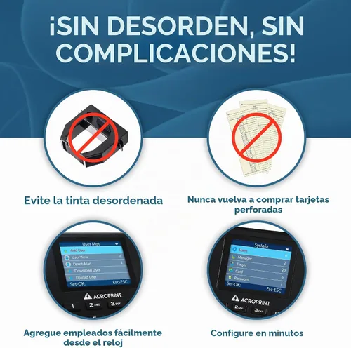 Vista 3 de Acroprint BioTouch - Reloj automático biométrico automático de tiempo de proximidad (sin tarifa mensual)