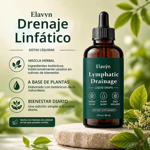 Vista 2 de Elavyn Lymphatic Drainage Drops, Herbal Liquid Blend with Astragalus Root, Red Clover, Echinacea & Burdock Root, 2 fl oz