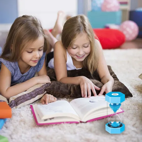 Vista 5 de SuLiao Temporizadores de arena 1m/2m/3m/5m/10 minutos, temporizador de arena de reloj de arena de plástico para niños, reloj de arena grande