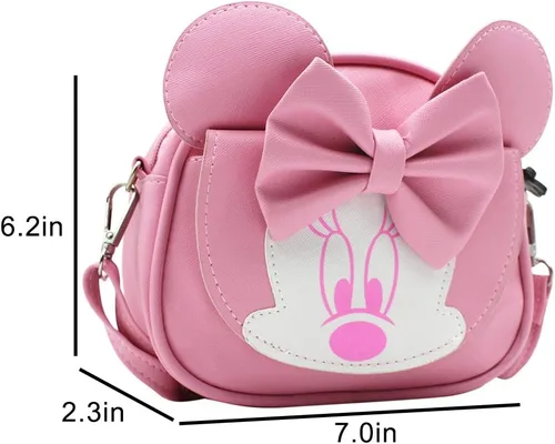 Vista 7 de RARITYUS Lindo bolso cruzado con lazo y orejas de ratón, bolso de hombro para niños y niñas