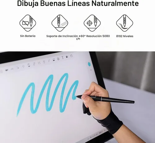 Vista 2 de HUION Lápiz óptico PW517 sin batería con 2 teclas de acceso rápido programables, PenTech 3.0 Compatible con Kamvas 12/13/16 (2021), Kamvas 22/24