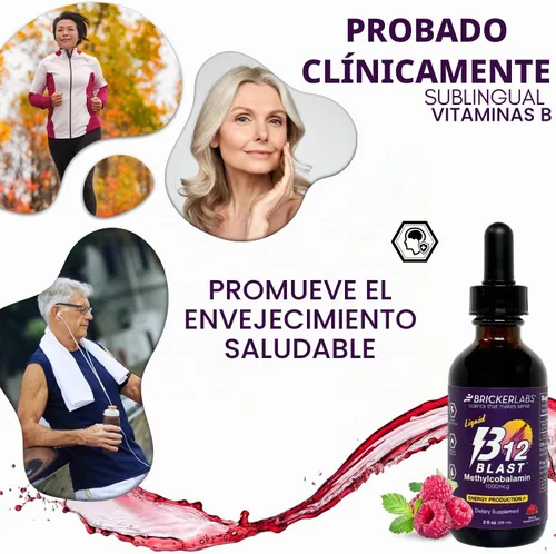Vista 7 de Bricker Labs B12 Blast Metilcobalamina 1000mcg, vitaminas energéticas líquidas sublinguales de gran sabor - Vitaminas B12 veganas, energía sostenida