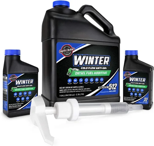 Vista 8 de Opti-Lube Winter Formula Aditivo Anticongelante para Combustible Diésel: 1 Galón con Accesorios (Galón con Botellas de Cuello Largo y Bomba)