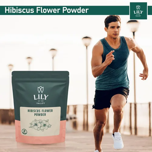 Vista 6 de Lily of the Valley Polvo de flor de hibisco – Hibiscus Sabdariffa molido – Ideal para cocinar, hornear, té, batido – Vegano y sin gluten – Bolsa