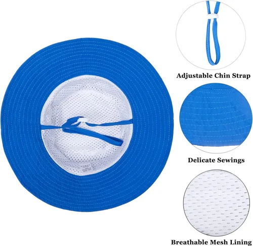 Vista 3 de Sombrero de sol para bebé de verano UPF 50+, sombrero de pescador de ala ancha, sombreros de playa para bebés niños y niñas de 0 a 6 años