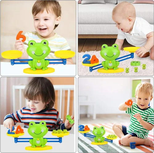 Vista 3 de Aitbay Genial juego de matemáticas, juguetes de conteo de equilibrio de rana para preescolares para niños y niñas, juguete educativo de números