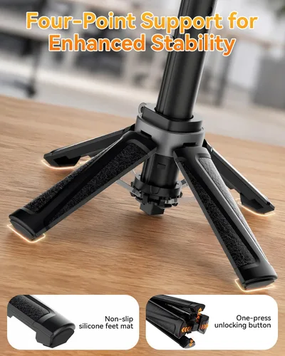 Vista 4 de Soporte de monitor de viaje portátil, soporte magnético de trípode ajustable en altura, mini soporte de pantalla plegable de tamaño de bolsillo