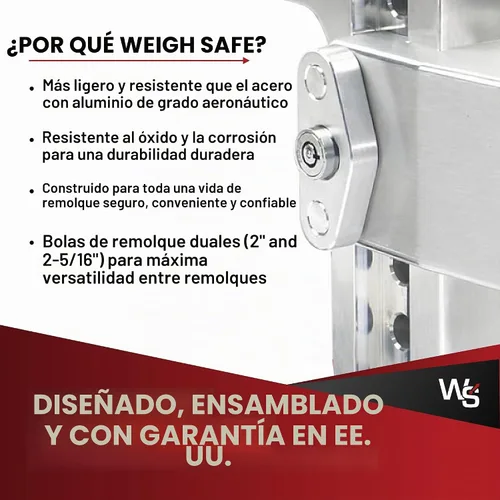 Vista 6 de Weigh Safe Soporte de bola de enganche de remolque ajustable, enganche de caída ajustable de 6 pulgadas para receptor de 3 pulgadas, enganche