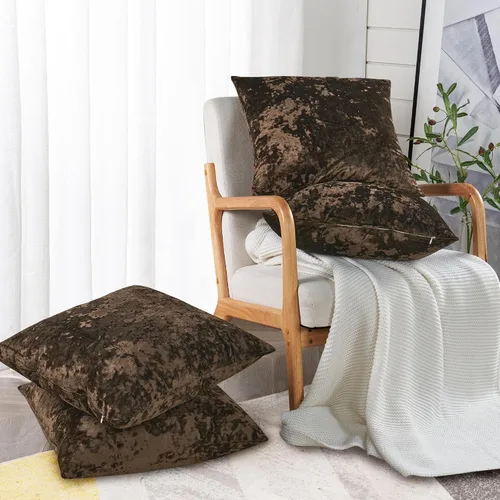Vista 9 de Home Soft Things Funda de almohada decorativa de terciopelo triturado, 4 piezas, aguacate, 20 x 20 pulgadas, funda cuadrada de acento suave