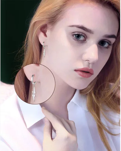 Vista 2 de Pendientes colgantes de plata de ley S925, regalo para mujeres adolescentes y niñas.