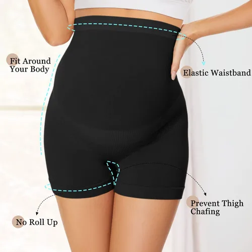 Vista 3 de Ropa interior de maternidad sin costuras para mujer, con cintura alta, para apoyo al vientre
