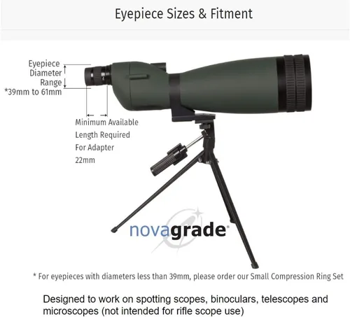 Vista 4 de El adaptador universal para digiscoping de doble agarre conecta todos los teléfonos inteligentes a prismáticos, telescopios de visión, telescopios