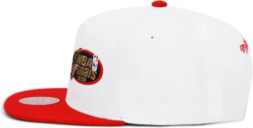 Vista 2 de Mitchell & Ness Chicago Bulls NBA Dual Whammy Snapback Gorra Sombrero - Blanco/Rojo, Blanco