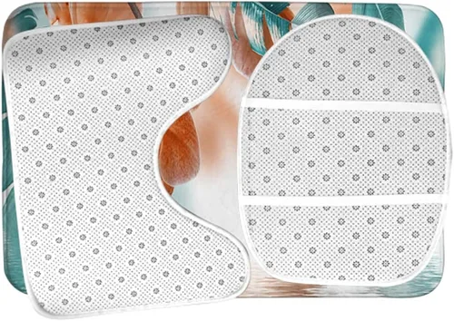 Vista 5 de WONDERTIFY Orchid - Alfombrilla antideslizante para baño, diseño floral, tropical, hoja zen, reflejo zen, juego de alfombras de baño, tapete