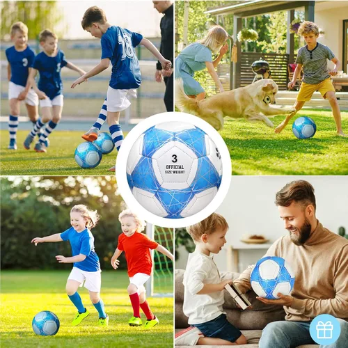 Vista 2 de STEEFAN Balón de fútbol verde azulado/azul/rosa, tamaño 3/4/5 para jugar al aire libre, pelota oficial de fútbol que cambia de color con agujas