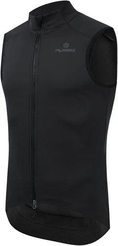 Vista 2 de YKYWBIKE Chaleco de ciclismo de invierno resistente al viento, chaleco de forro polar impermeable para bicicleta MTB chaleco sin mangas, Negro