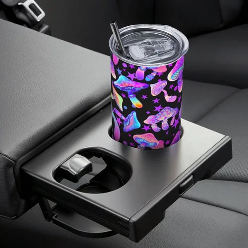 Vista 5 de Siiuuol Taza Mágica de Setas Arcoíris con Tapa y Popote - Regalos Para Mujeres y Hombres, 20 Oz, Taza de Café Aislada de Acero Inoxidable