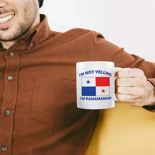 Vista 4 de Taza de té y café de cerámica con texto en inglés "I'M Not Yelling I Am Panamanian Panamanians Panameños", regalo para hombres y mujeres