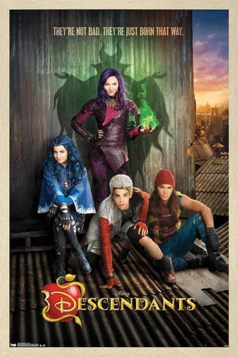 Vista 7 de Disney Descendants - Póster de pared de Key Art, 22.4 pulgadas de largo x 14.7 pulgadas de ancho, versión enmarcada de madera de granero