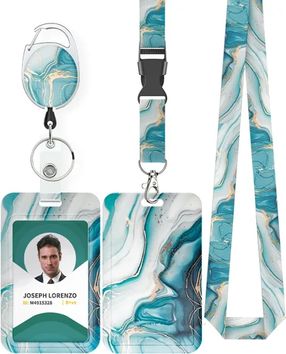 Vista 38 de Uniclife Porta credenciales deslizante floral con carrete retráctil y mosquetón con clip para cordón desmontable, protector de tarjeta vertical