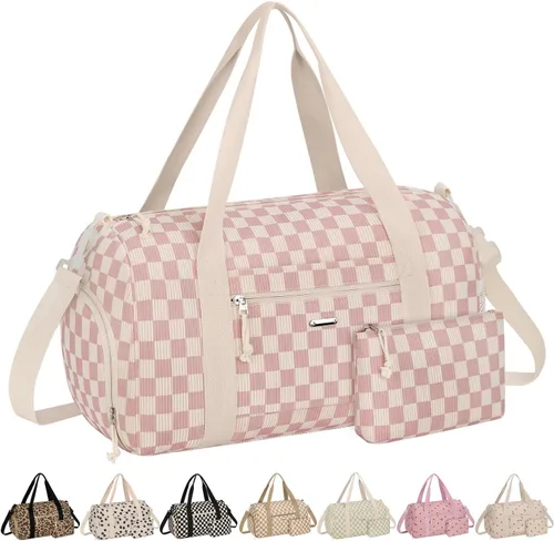 Vista 15 de Bolsa de gimnasio para mujer con compartimento para zapatos Fresa de pana beige
