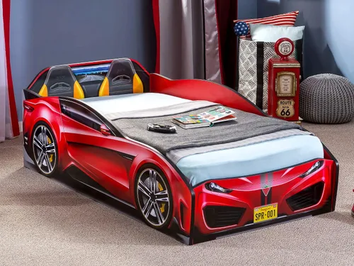 Vista 2 de Cilek Spyder Race Car - Marco de cama para niños pequeños, color rojo
