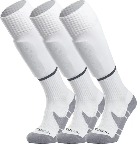 Vista 18 de APTESOL - Calcetas de fútbol hasta la rodilla (paquetes de 1/3/5) Calcetas acojinadas para niños, jóvenes, adultos, para equipos deportivos OTC