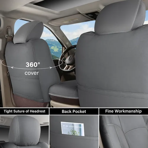 Vista 34 de Coverado Chevy Silverado - Juego completo de fundas de asiento de lona impermeables, apto para Silverado GMC Sierra 2007-2013 y 2019-2025 1500 Negro