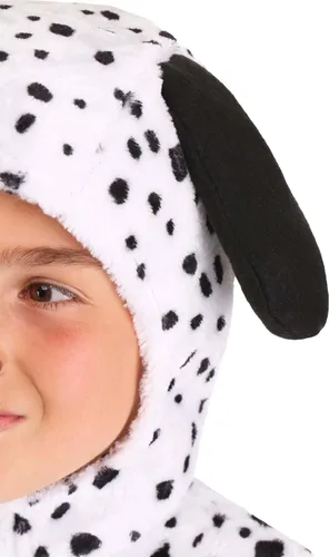 Vista 5 de Disfraz de dálmata para niños, color blanco y negro, adorable perro, Halloween, de una sola pieza