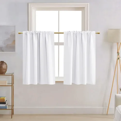 Vista 22 de PANELSBURG - Cortinas de cocina para ventanas, cortinas cortas térmicas aisladas de invierno para puerta con ventana, 24 pulgadas de largo, beige