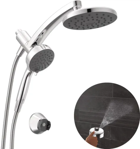 Vista 11 de Delta Cabezal de Ducha Combinado PivotPro 3 en 1 de 6 Ajustes con Rociador ProClean, Cabezal de Ducha Redondo Dorado Cepillado Tipo Lluvia