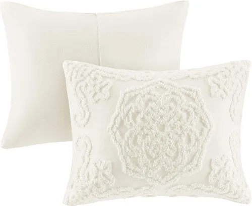 Vista 7 de Madison Park Laetitia - Juego de colcha ligera 100% algodón, chenilla mullida transpirable, diseño bohemio shabby chic con medallón, funda