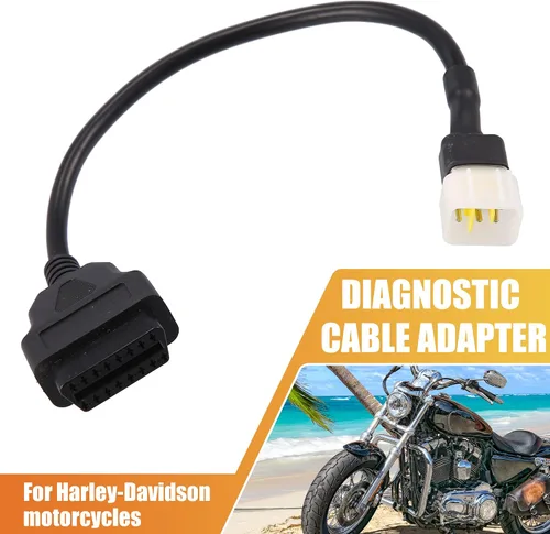 Vista 2 de X AUTOHAUX 14.4 in 1.2ft 6 Pin macho a OBDII Cable hembra Cable adaptador de diagnóstico Cable de diagnóstico de la motocicleta OBD2 escáner