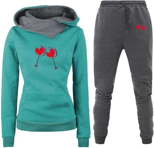 Vista 2 de Two Piece Sweatsuits for Women Oversized Long Sleeve Lounge Sets Casual Top and Pants Outfits Sweatsuit with Pockets