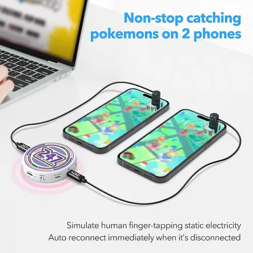 Vista 2 de Mcbazel PhotoFast 247 - Receptor automático dual para Poke mon Go con toque automático, reconexión automática, función de conexión de más de 1 hora