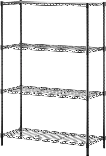 Vista 37 de BestOffice Estantes de almacenamiento de alambre de 4 niveles 12 pulgadas de profundidad x 18 pulgadas de ancho x 44 pulgadas de alto Negro