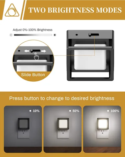 Vista 3 de DORESshop Luces nocturnas LED brillantes que se enchufan a la pared con sensor de atardecer a amanecer, luces nocturnas regulables, brillo ajustable