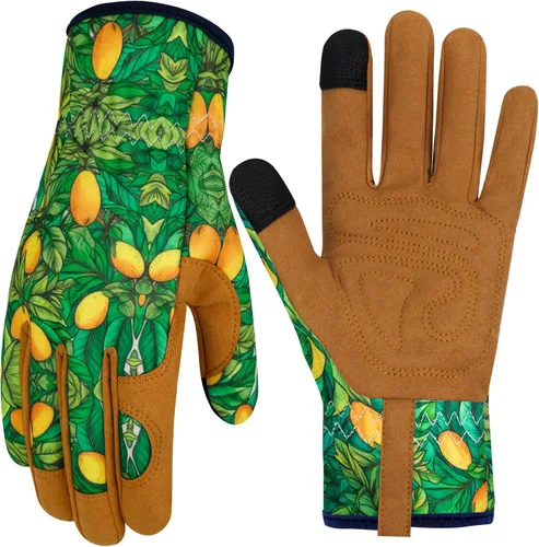 Vista 18 de Guantes de Jardinería de Cuero MERTURN para Mujeres, Guantes de Jardín a Prueba de Espinas, Guantes de Trabajo Compatibles con Pantalla Táctil