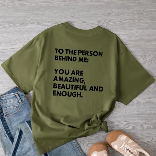 Vista 2 de Bobeutou Camiseta con texto en inglés You Matter to The Person Behind Me, You are Amazing Beautiful and Enough Linda camiseta divertida para mujer