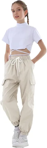 Vista 7 de Rolanko Pantalones cargo para niñas de 4 a 15 años de algodón para niñas de 4 a 15 años
