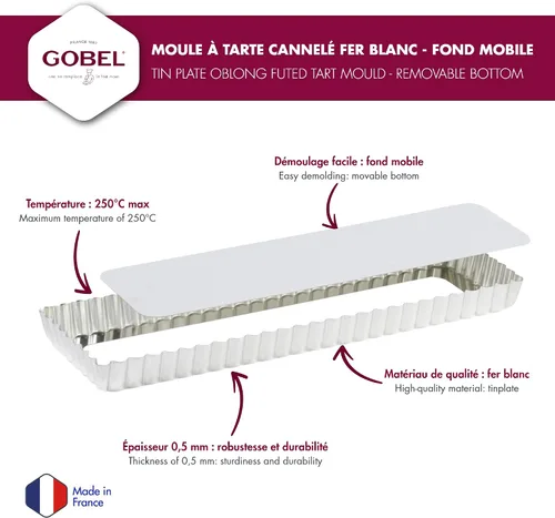 Vista 2 de Gobel Sartén rectangular para tartas - 4 × 14