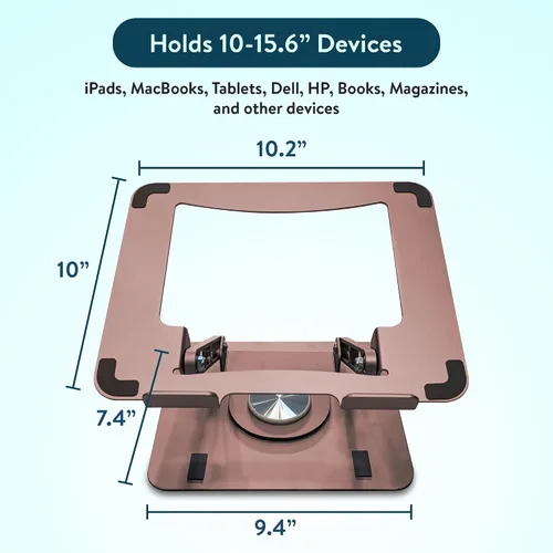 Vista 3 de Soporte giratorio para laptop para escritorio, soporte ajustable para laptop para escritorio con rotación de 360°, elevar, inclinar, rotar, enfriar