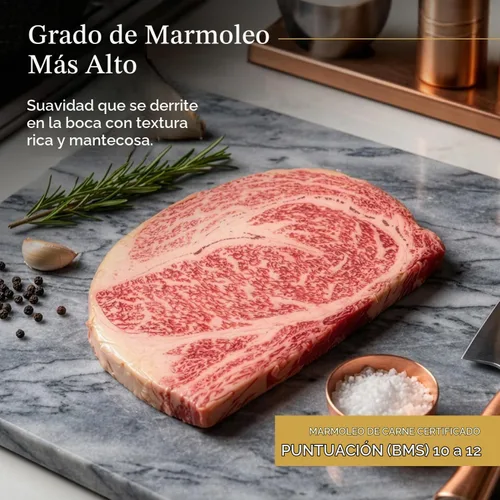 Vista 3 de Bester Caviar Japonés A5 Wagyu Ribeye Steak, Umami & Savory 5Pcs X 1 Libra