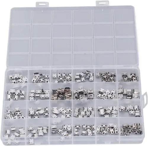 Vista 8 de 240pcs Micro USB Conector Set Sola Fila USB Puerto Hembra Socket Conectores